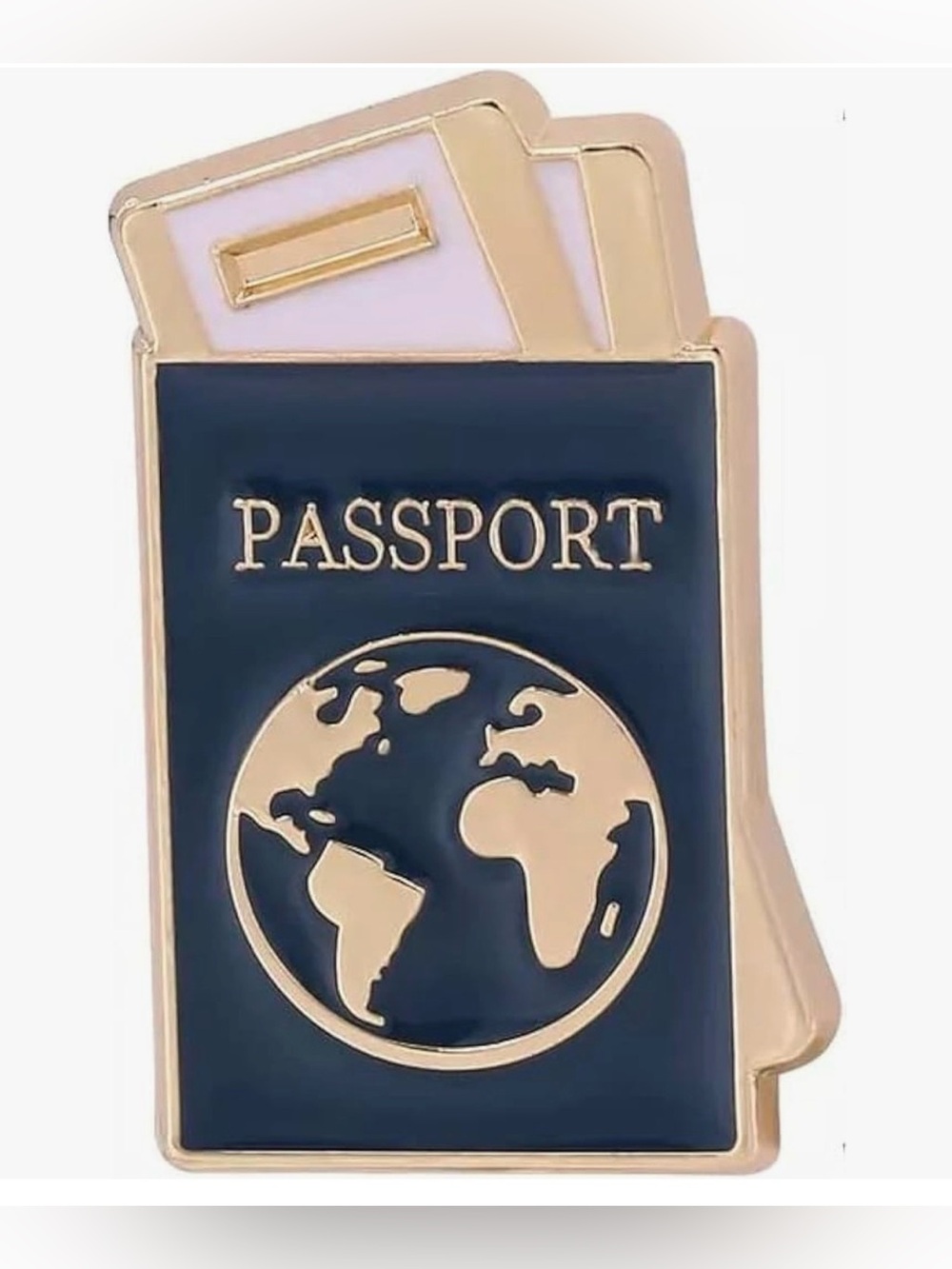 Passport enamel small golden pin brooch